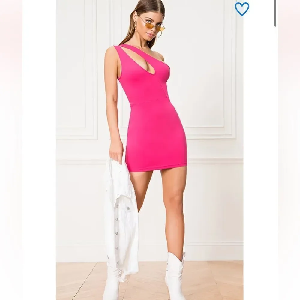 New Superdown NAYA ASYMMETRICAL MINI DRESS Barbie Small